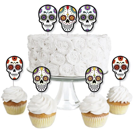Big Dot of Happiness Day of the Dead Set of 12 Halloween Sugar Skull Party Decoration Party Cupcake Wrappers