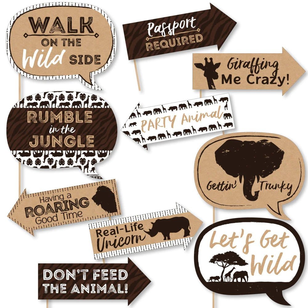 Funny Wild Safari Photo Booth Props African Jungle Adventure Photo Booth Prop Kit Baby Shower Selfie Props Birthday Props 10