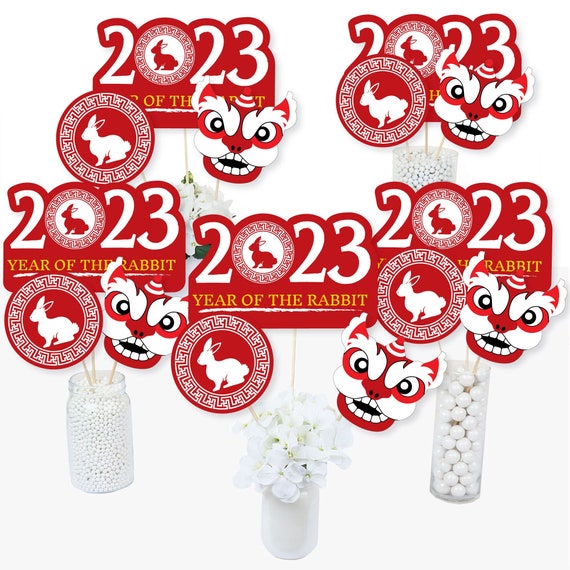 Chinese New Year - 2023 Year of the Rabbit Centerpiece Sticks - Table Toppers - Set of 15 Il_570xn