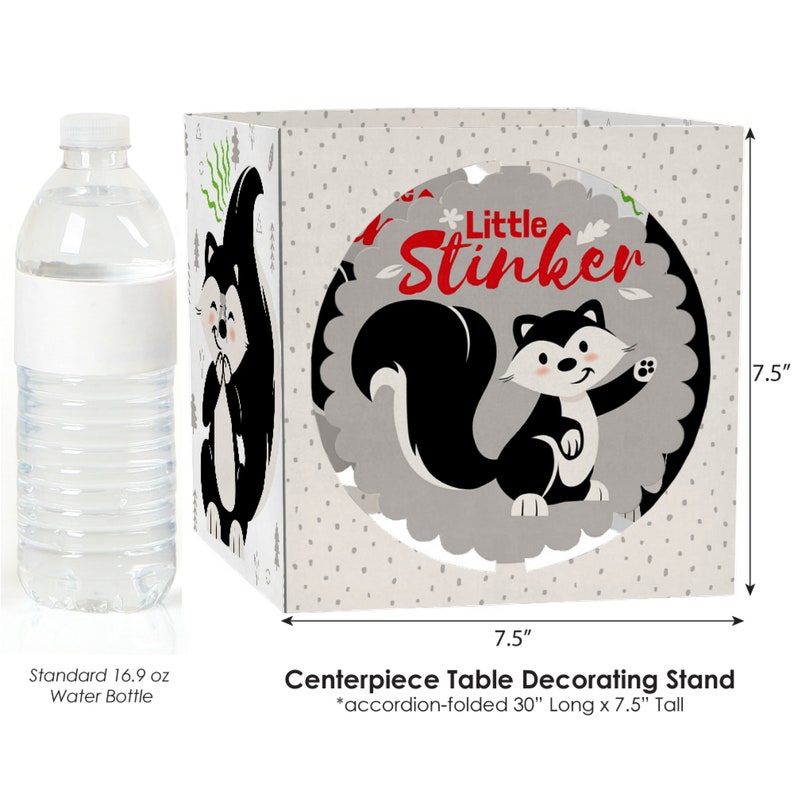 Woodland Skunk Little Stinker 39 Ct Skunk Birthday Decor Custom Centerpiece /& Table Decoration Kit Skunk Baby Shower Centerpiece