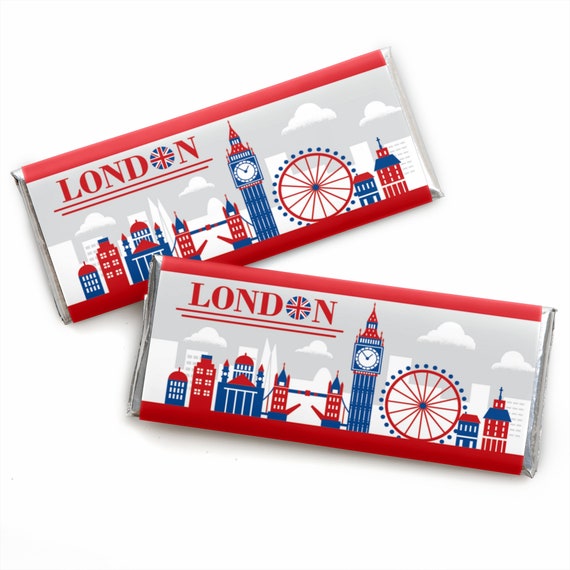 Cheerio, London - Candy Bar Wrapper British UK Party Favors - Set of 24 Il_570xn