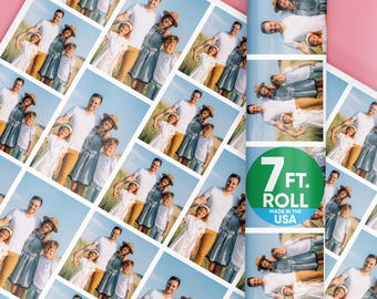 Personalized Photo Wrapping Paper, Christmas Custom Gift Wrap, Custom Birthday Wrapping Paper, Family Photo Wrapping Paper, 24 in x 7 feet