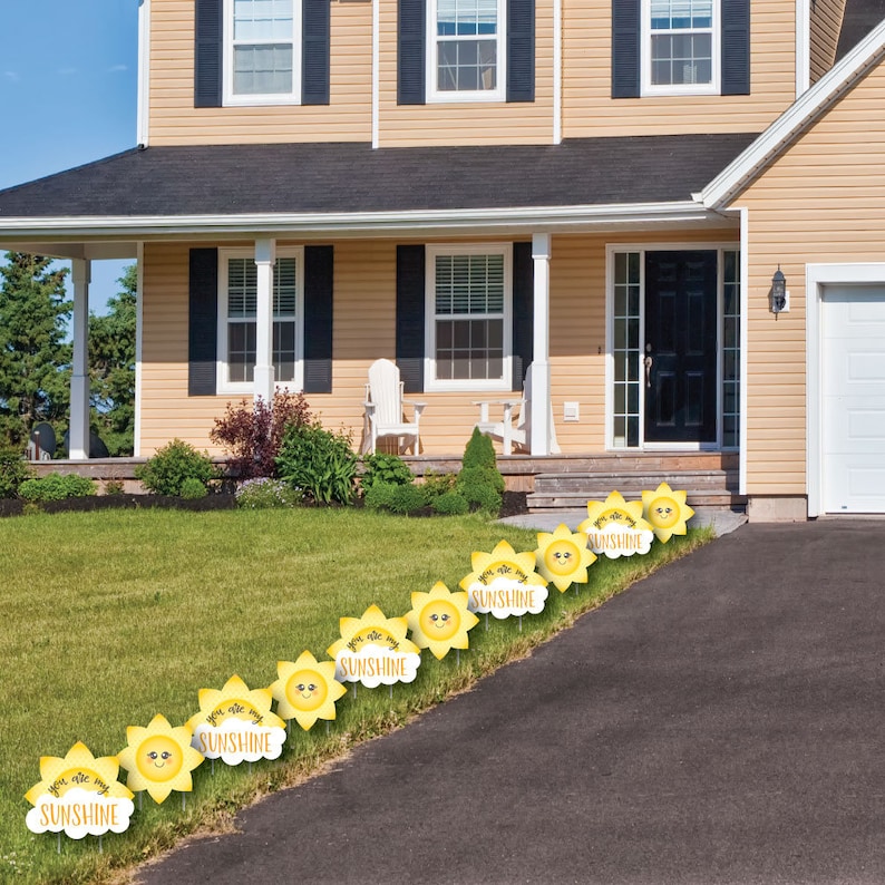 Lawn Decorations 10 Piece Set You Are My Sunshine Shaped Lawn Ornaments Outdoor Baby Shower or Birthday Party Yard Party Decorations