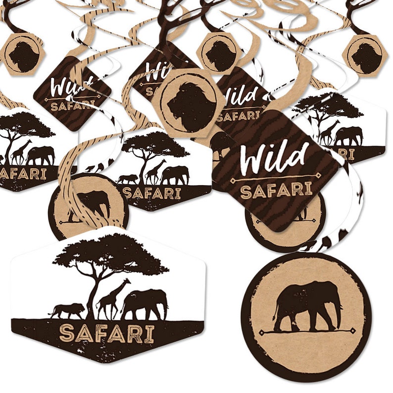 Party Decoration Swirls Wild Safari Set of 40 African Jungle Adventure Birthday Party or Baby Shower Hanging Decor