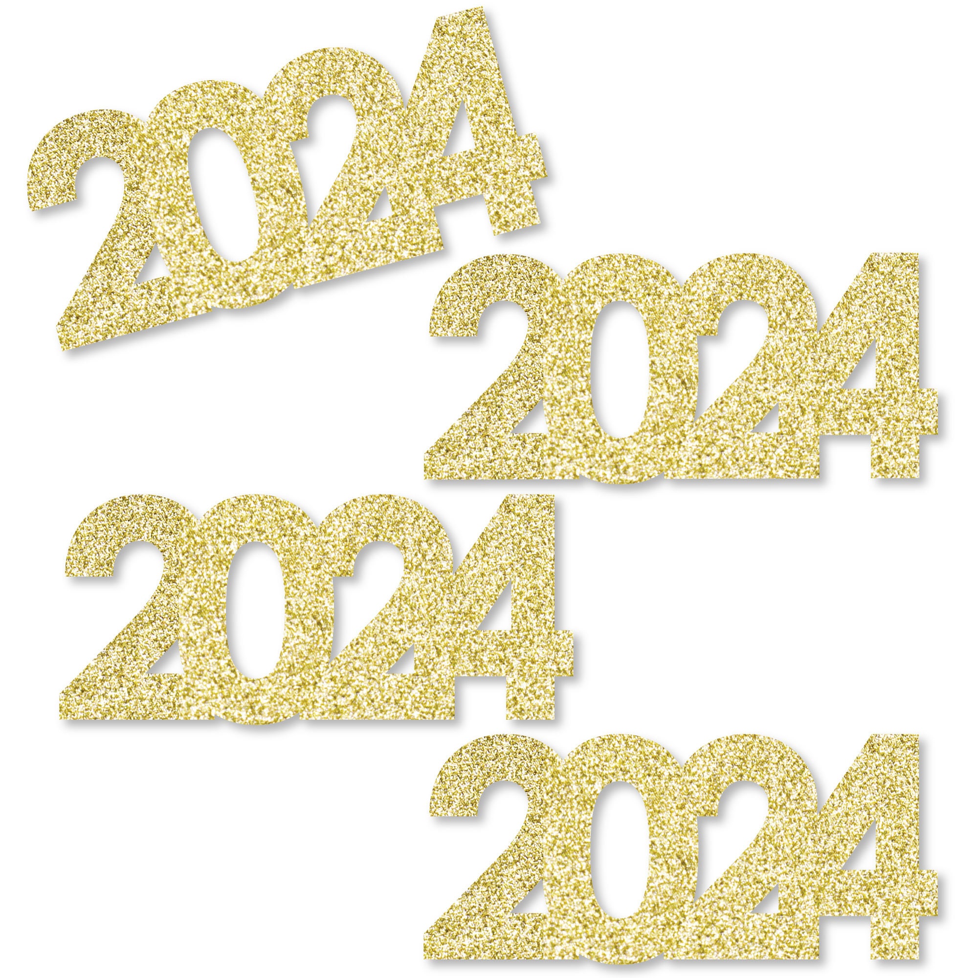 Bonne année 2024, fond de confettis de paillettes dorées