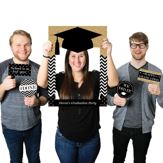 Tassel Worth The Hassle - Gold - Personalized Graduation Party Selfie Photo Booth Picture Frame & Props - Printed on Sturdy Material Il_570xn