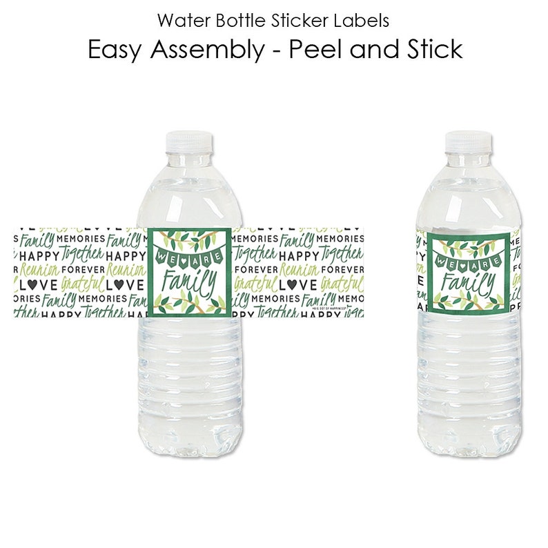 Family Tree Reunion Water Bottle Labels Reunion Waterproof Self Stick Labels Family Gathering Party Favors 20 Ct image 2