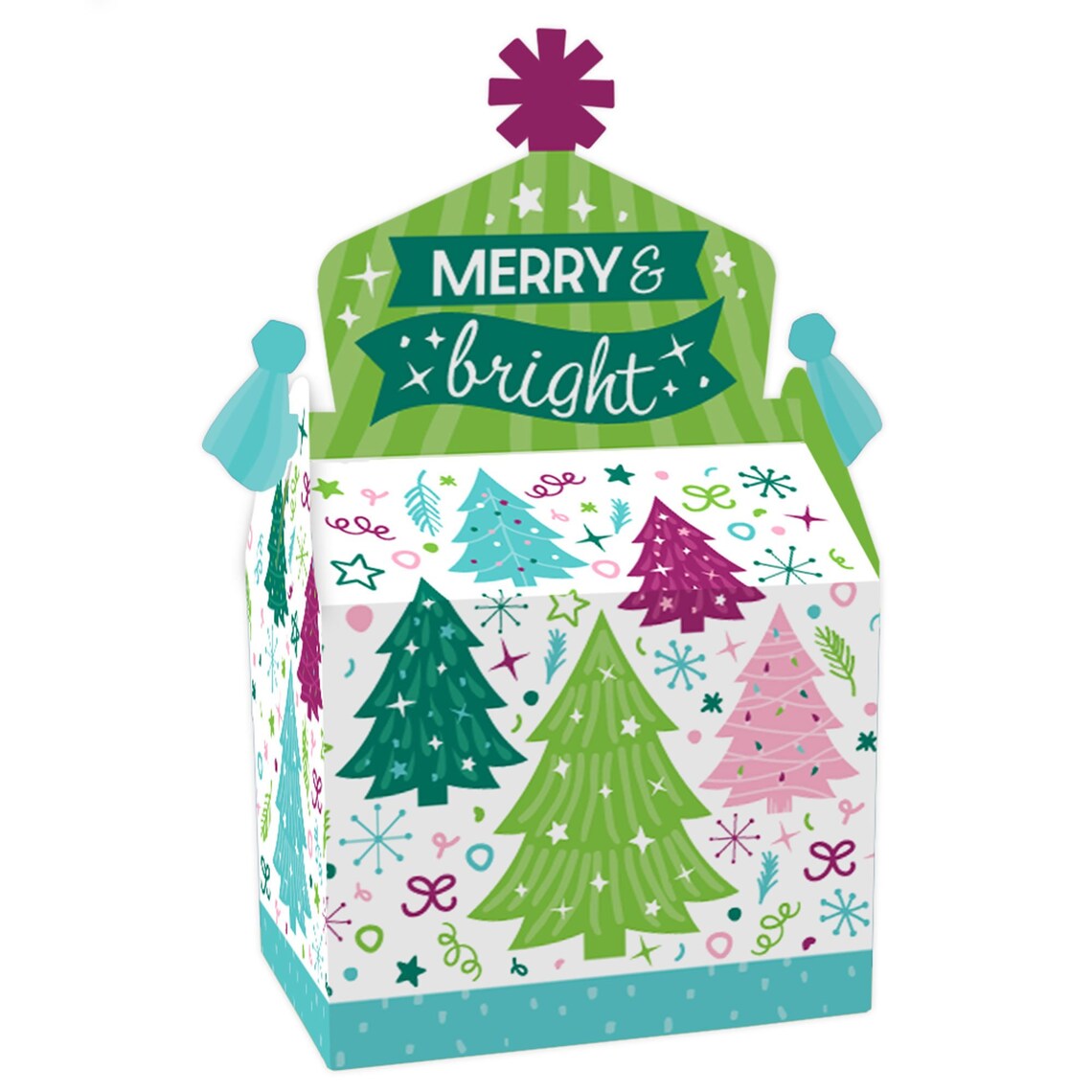 Merry Little Christmas Tree Treat Box Party Favors Red Etsy