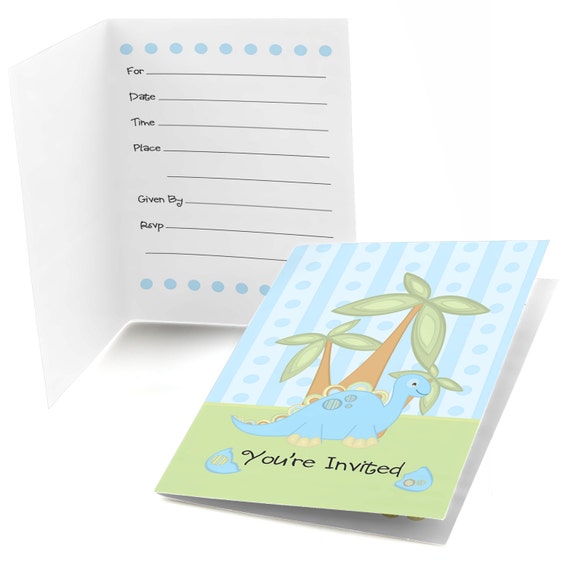 Dinosaur - Fill In Invitations - Baby Shower Invitations - Party Invites - Set of 8 Folding Note Cards w/Envelopes Il_570xn