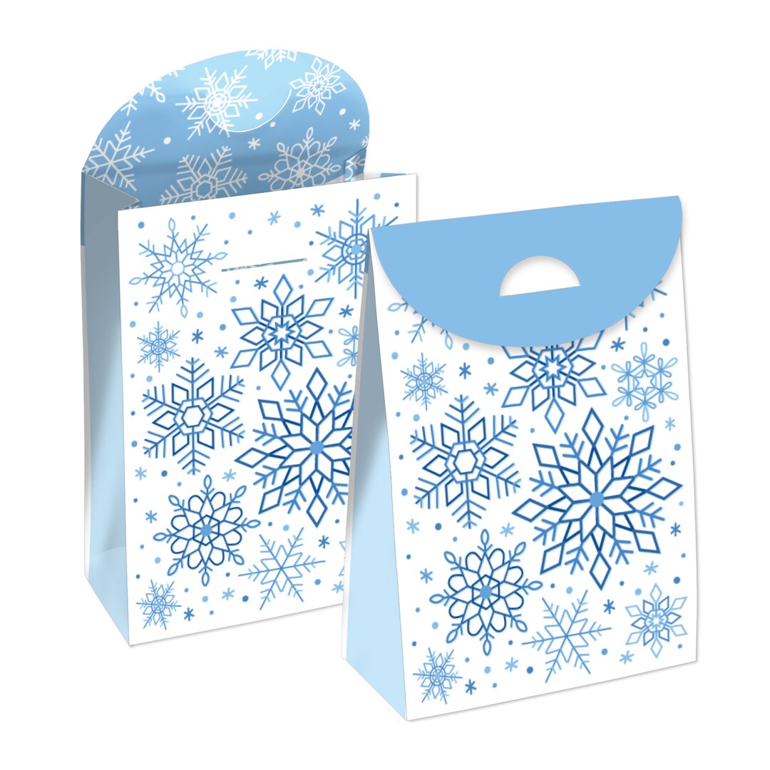 Blue Snowflakes - Winter Holiday Gift Favor Bags - Party Goodie Boxes ...