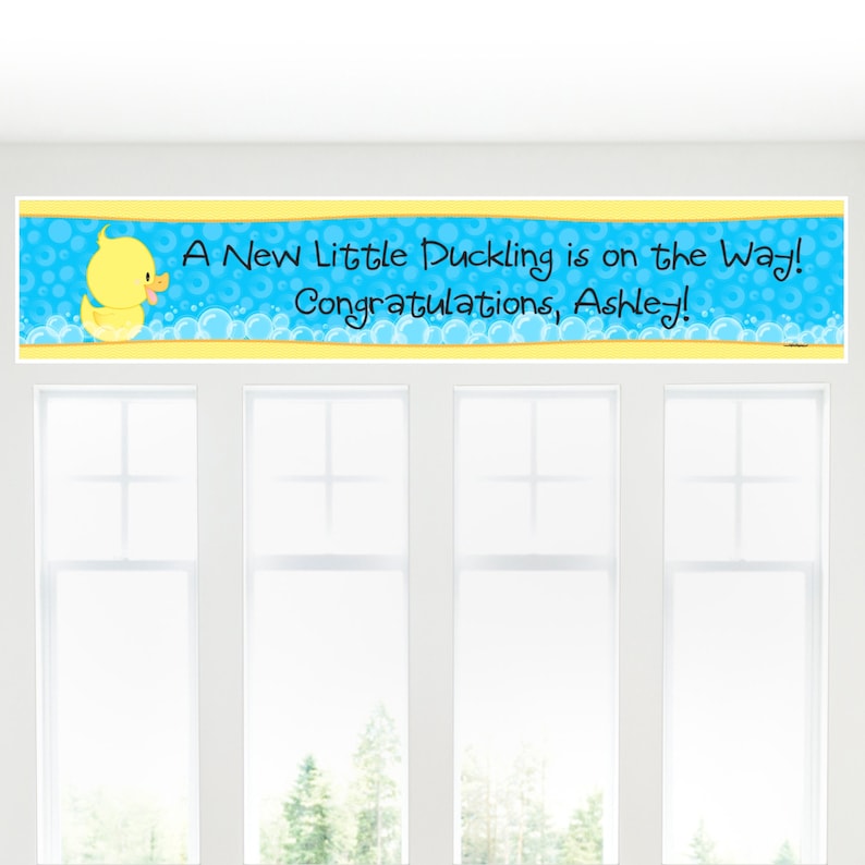 Ducky Personalized Banner Baby Shower Banner Decorations Personalized Rubber Ducky Party Decorations Custom Birthday Party Banner