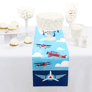 Taking Flight Airplane Petite Vintage Plane Baby Shower or Birthday Party Paper Table Runner 12 x 60 inches image 2
