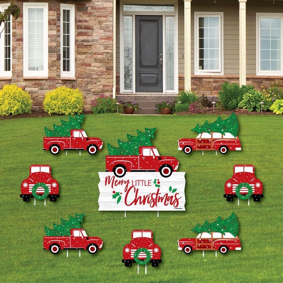 Merry Little Christmas Tree Shaped Lawn Decorations Etsy