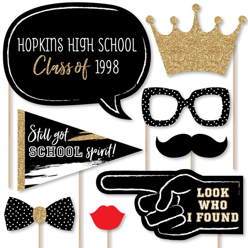 Reunited Class Reunion Photo Booth Props High School Etsy