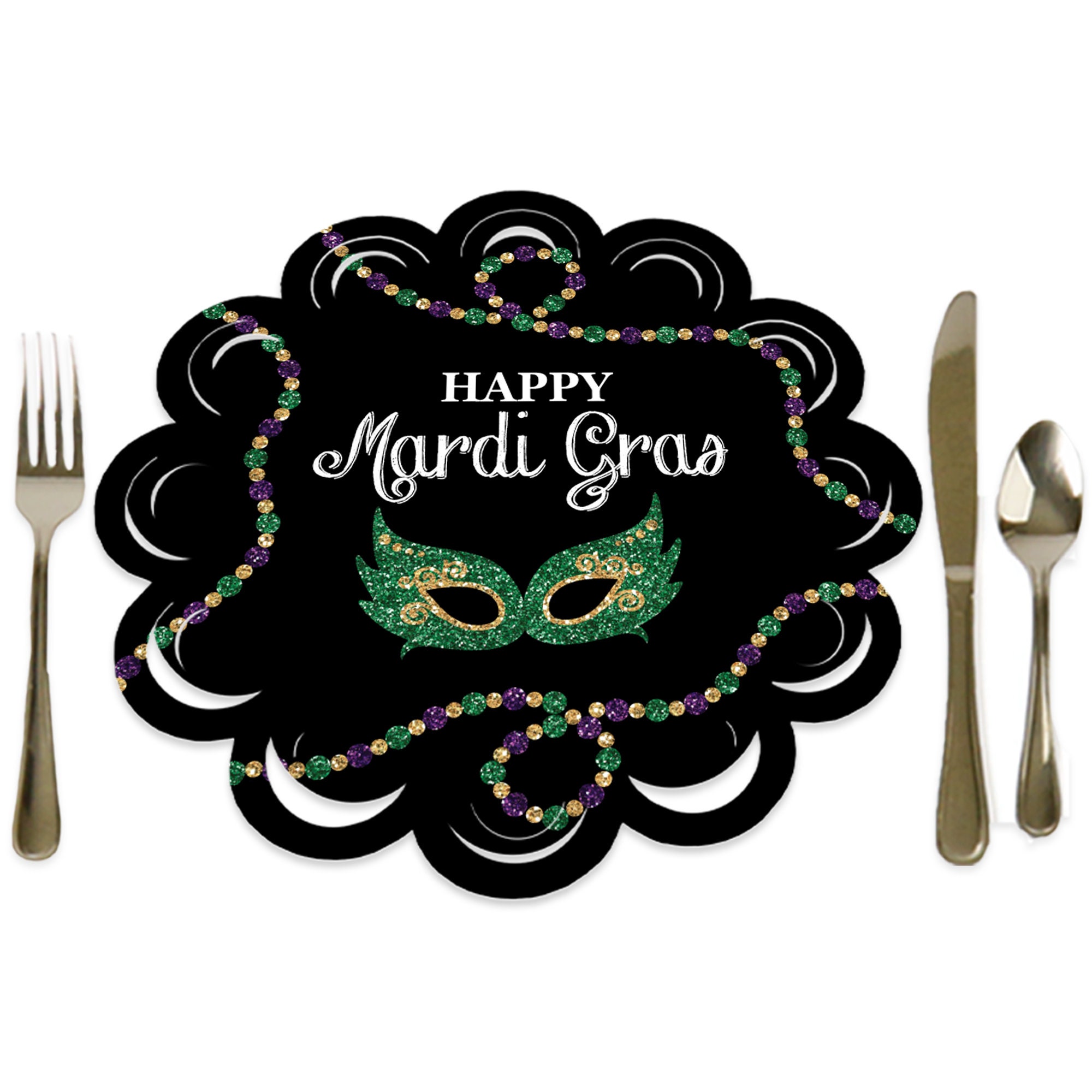 Mardi Gras Masquerade Party Round Table Decorations Paper Chargers Place Setting For 12