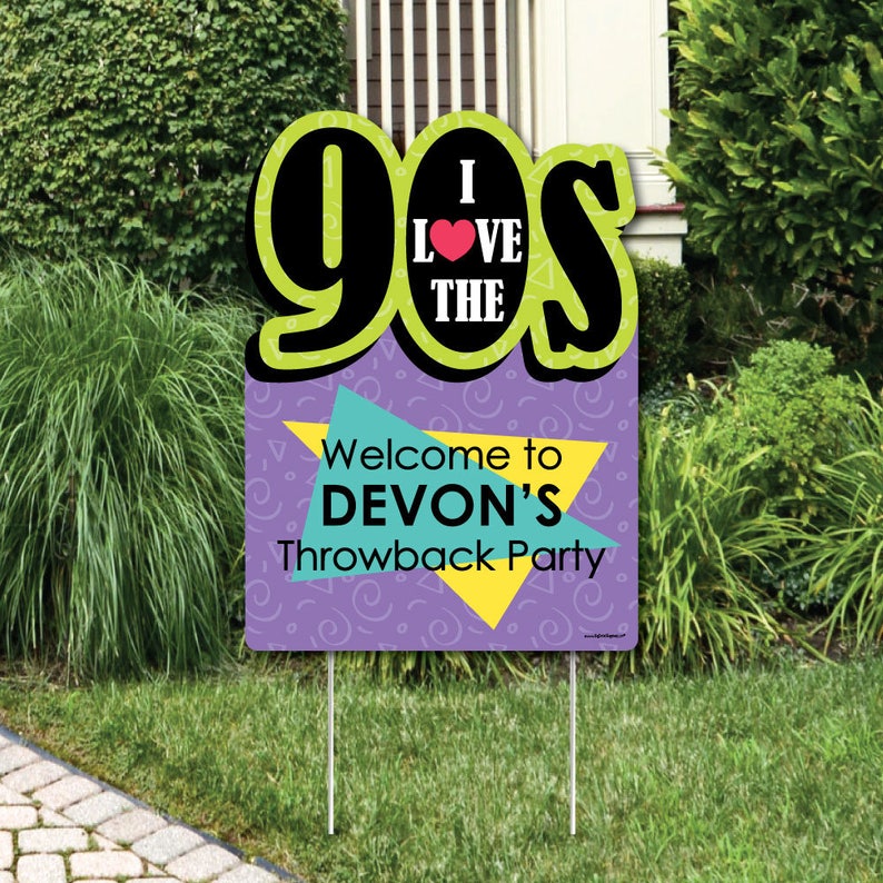 90 S Throwback Welcome Sign 1990s Party Outdoor Lawn Etsy