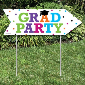 Hats Off Grad Graduation Party Sign Arrow Double Sided Directional Yard Signs Set of 2 image 2