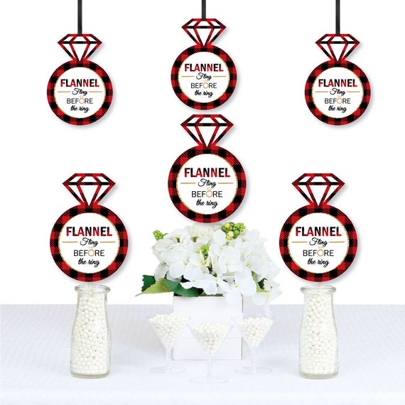 Bachelorette Party Decorations - DIY Flannel Fling Before The Ring Party Essentials - Buffalo Plaid Bridal Shower DIY Party Decor - 20 Count Il_570xn