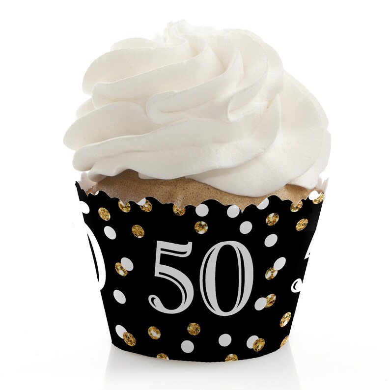 50th Birthday Cupcake Wrappers Birthday Party Cupcake Etsy