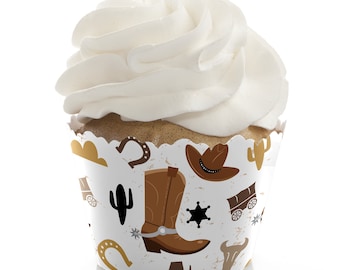 Western Hoedown - Wild West Cowboy Party Decorations - Party Cupcake Wrappers - Set of 12