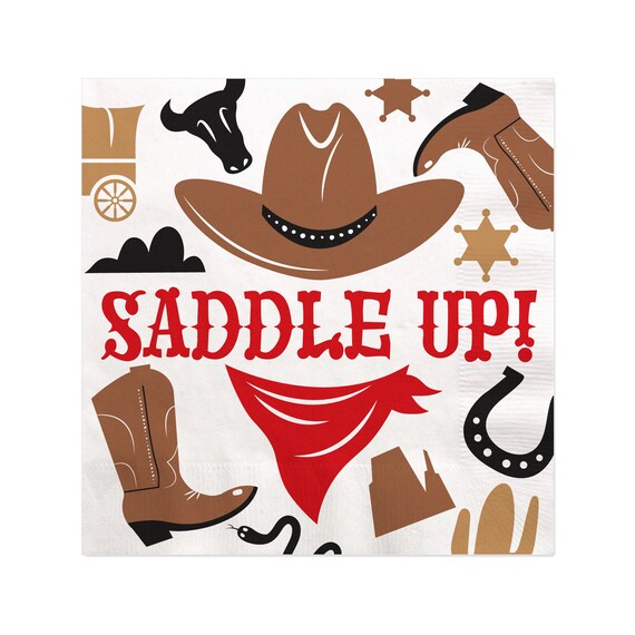 Western Hoedown - Wild West Cowboy Party Cocktail Beverage Napkins (16 Count) Il_570xn