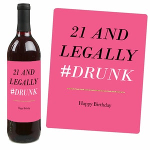 21st Birthday Wine Bottle Labels - Custom Finally 21st Girl Birthday ...