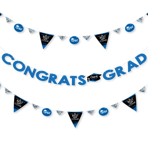 Blue Grad - Best is Yet to Come - 2019 Royal Blue Graduation Letter Banner Decoration - 36 Banner Cutouts and Congrats Grad Banner Letters Il_570xn