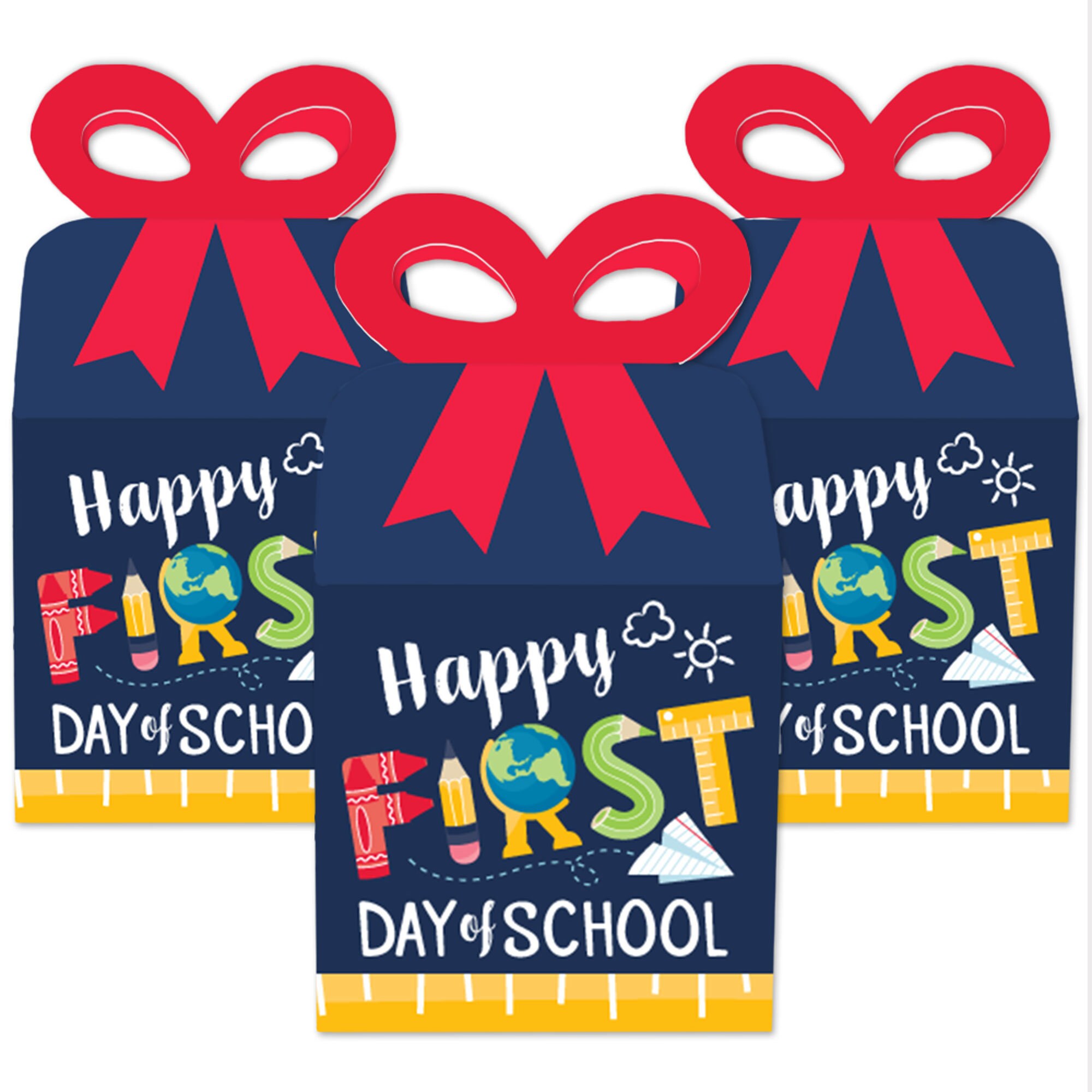 First Day of School - Square Favor Gift Boxes - Back to School ...