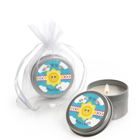 You Are My Sunshine - Candle Tin Personalized Party Favors - Custom Baby Shower or Birthday Party Favor Supplies - Candle Tin Favors - 12 ct Il_570xn