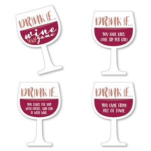 Drink If Game - But First, Wine - Wine Tasting Party Game - Adult Drinking Games - Set of 24