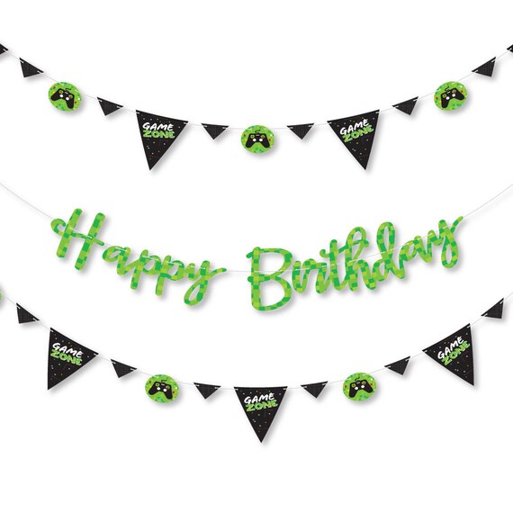 Game Zone - Pixel Video Game Birthday Party Letter Banner Decoration - 36 Banner Cutouts and Happy Birthday Banner Letters Il_570xn