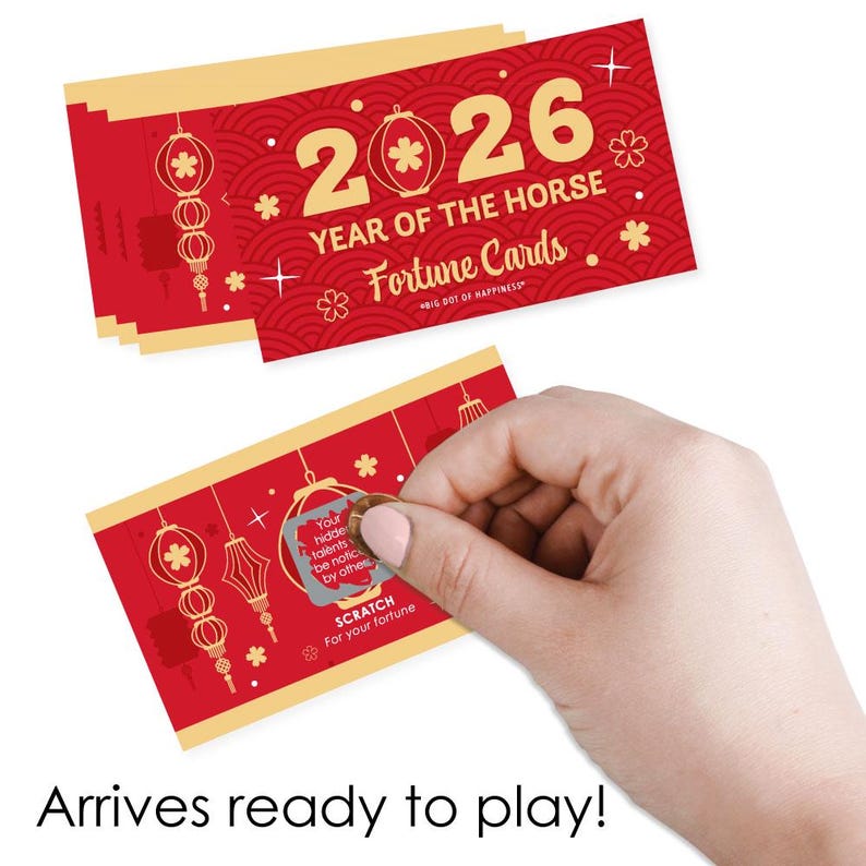 Lunar New Year - 2026 Year of the Horse Game Scratch Off Fortune Cards - 22 Count image 2