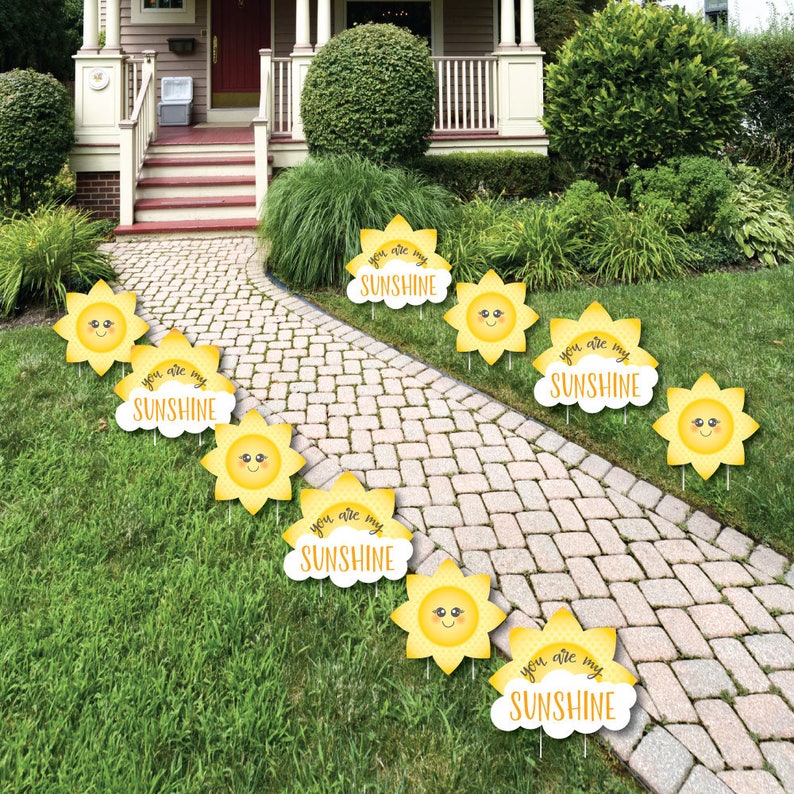 Lawn Decorations 10 Piece Set You Are My Sunshine Shaped Lawn Ornaments Outdoor Baby Shower or Birthday Party Yard Party Decorations