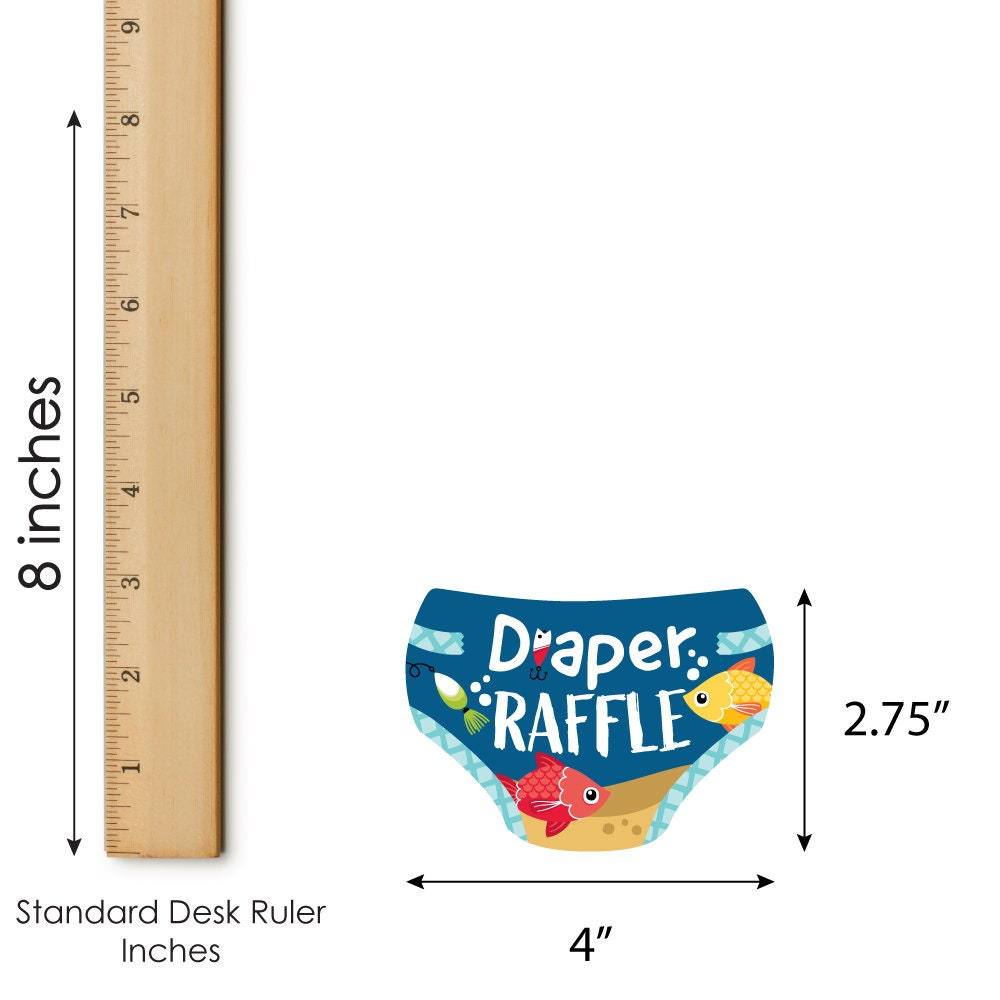 Fish Theme Raffle Let’s Go Fishing - Diaper Shaped Raffle Ticket Inserts - Fish Themed ...
