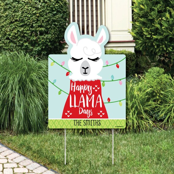 Fa La Llama Welcome Sign - Christmas and Holiday Party Outdoor Lawn Decorations - Happy Llama Days - Llama Party Yard Sign Il_570xn