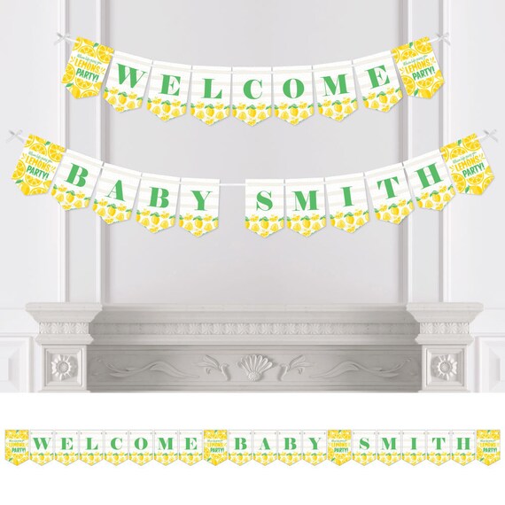 Personalized So Fresh - Lemon - Custom Citrus Lemonade Baby Shower Bunting Banner & Decorations - Welcome Baby Custom Name Banner Il_570xn