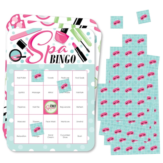 Spa Day Bingo Cards and Markers Girls Makeup Party Bingo Game Set