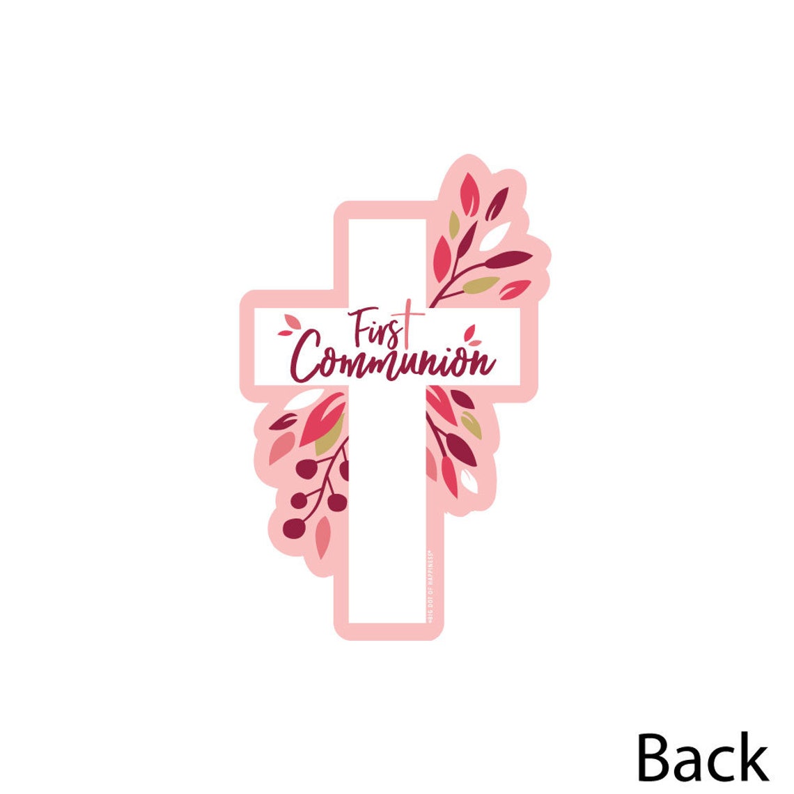 First Communion Pink Cross Centerpiece Sticks - Set Of 15 Table Toppers For Religious Party Decor