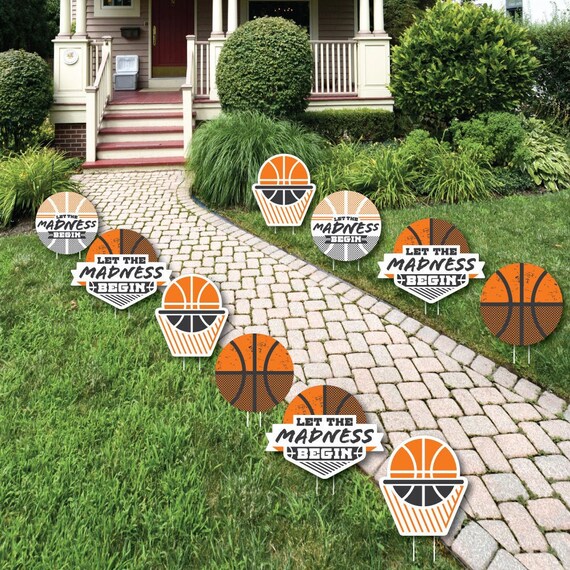 Basketball - Let the Madness Begin - Lawn Decorations - Outdoor College Basketball Party Yard Decorations - 10 Piece Il_570xn