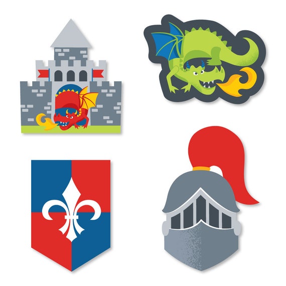 Calling All Knights and Dragons - DIY Shaped Medieval Party or Birthday Party Cut-Outs - 24 Count Il_570xn