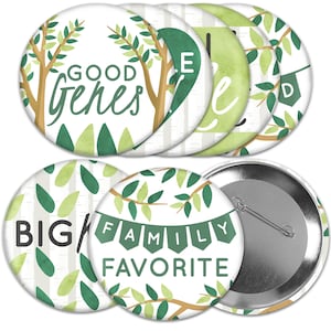 Family Tree Reunion - 3 inch Family Gathering Party Badge - Pinback Buttons - Set of 8