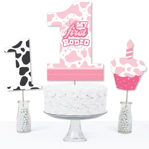 Pink First Rodeo Cowgirl 1st Birthday Party Centerpiece Sticks Table ...