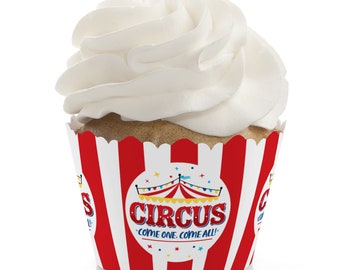 Carnival - Step Right Up Circus - Carnival Themed Decorations - Party Cupcake Wrappers - Set of 12