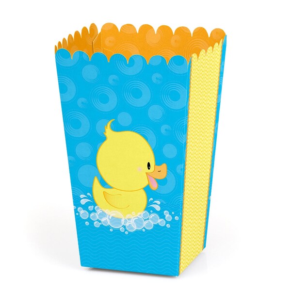 Ducky Duck - Baby Shower or Birthday Favor Popcorn Treat Boxes - Set of 12