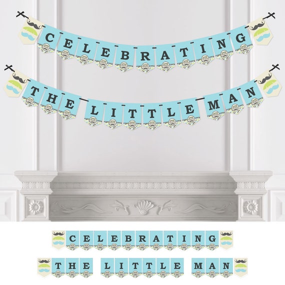 Dashing Little Man Mustache Party Bunting Banner - Baby Shower or Birthday Party Bunting Banner & Decorations - Celebrating the Little Man Il_570xn
