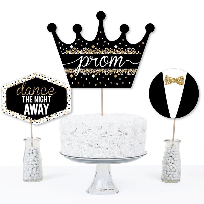 Prom Night Party Centerpiece Sticks Set Of 15 – Black & Gold Table Toppers For Decor & Photo Props - View #4