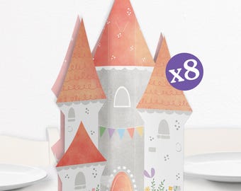 3D Princess Castle Centerpiece Table Decorations, Freestanding Princess Party Centerpieces for Girls' Birthday Party Decor - 8 Count