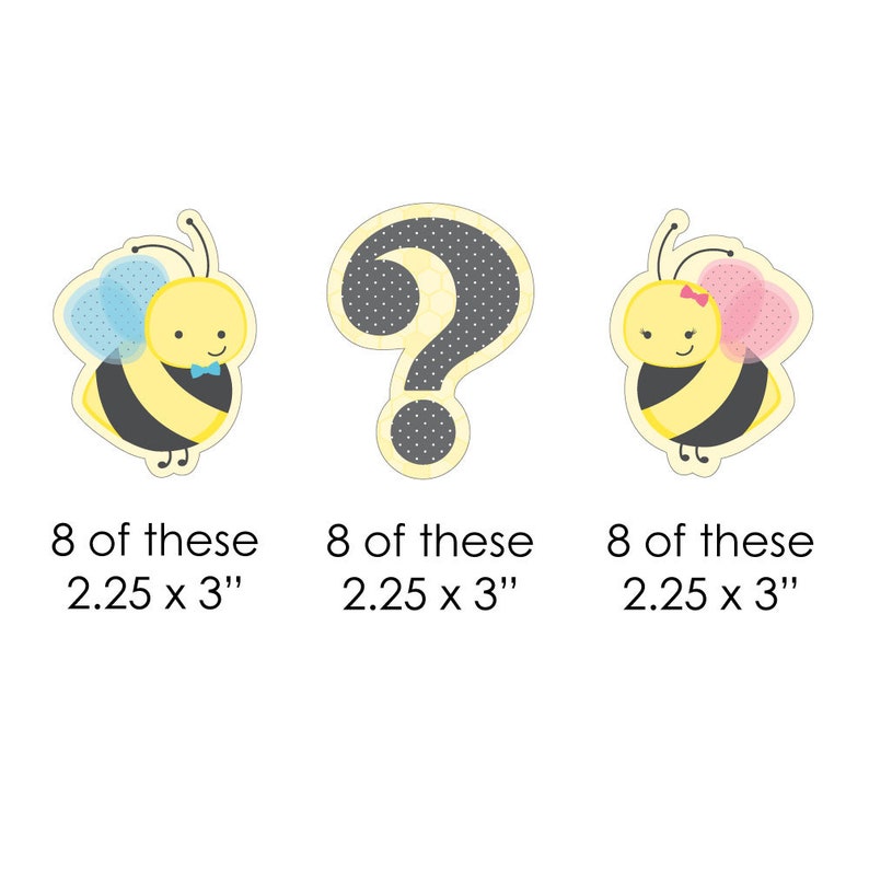 24 pc. Small What Will It Bee Gender Reveal DIY Shaped Paper Cut Outs Baby Shower Party Decoration Kit image 2