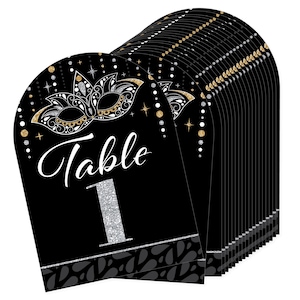 Masquerade - Venetian Mask Party Double-Sided 5 x 7 inches Cards - Table Numbers - 1-20