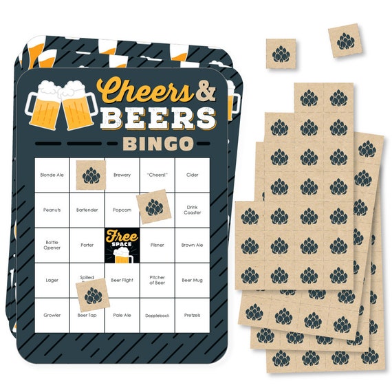 Cheers and Beers Happy Birthday Beer Tasting Bingo Cards and Markers